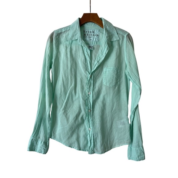 Frank Lloyd Wright Tops - Frank & Eileen Barry Light green aqua Button-Up Shirt 100% Cotton Size X Small